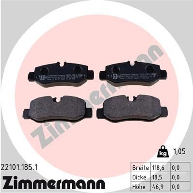 ZIMMERMANN 22101.185.1: Plăcuțe de frână Fotografia corespunde volumului livrării