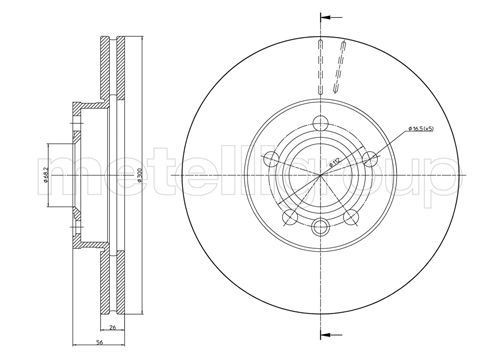 METELLI 23-0736C: Piduriketas Ø: 300,0mm, õhutusega, Ø: 300,0mm, värvitud