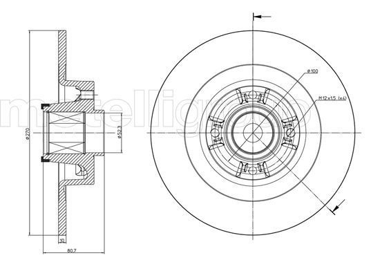 METELLI 23-0804: Disc de frână Ř: 270,0mm, plin, Ř: 270,0mm, cu senzor ABS, cu rulment roata