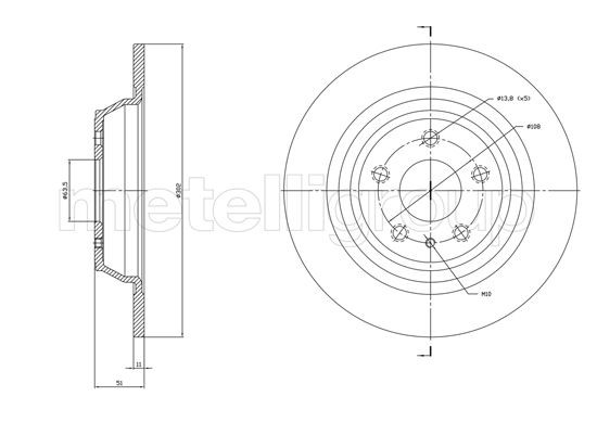 METELLI 23-1127C: Piduriketas Ø: 350,0mm, õhutusega, Ø: 350,0mm, värvitud