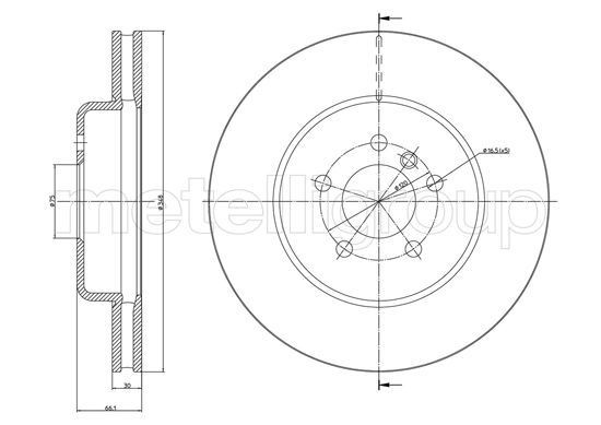 METELLI 23-1268C: Piduriketas Ø: 348,0mm, õhutusega, Ø: 348,0mm, värvitud
