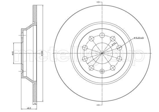 METELLI 23-1519C: Piduriketas Ø: 300,0mm, täis, Ø: 300,0mm, värvitud