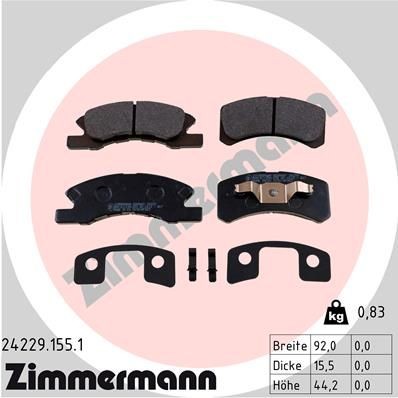 ZIMMERMANN 24229.155.1: Plăcuțe de frână Fotografia corespunde volumului livrării