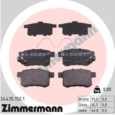 ZIMMERMANN 24435.150.1: Plăcuțe de frână Fotografia corespunde volumului livrării, cu arc