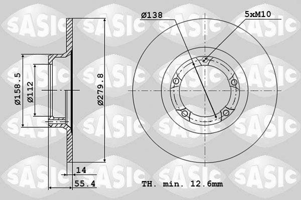 SASIC 2464694J: Piduriketas Esisild, Ø: 280mm, täis, Ø: 280mm