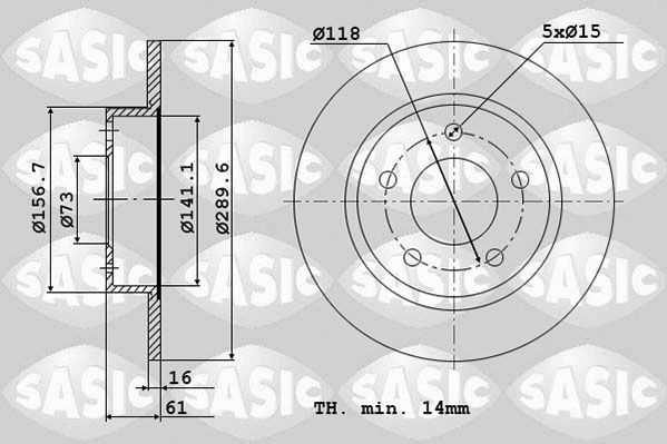 SASIC 2464A04J: Piduriketas Esisild, Ø: 290mm, täis, Ø: 290mm