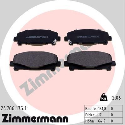 ZIMMERMANN 24766.175.1: Plăcuțe de frână Fotografia corespunde volumului livrării