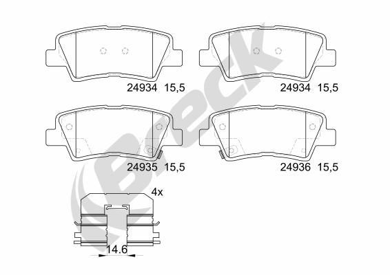 BRECK 24934 00 702 00: Kit pastiglie freni