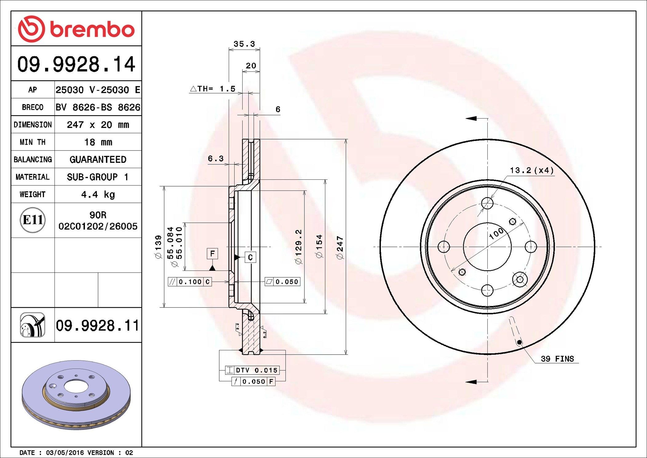 AP 25030 E: Stabdžių diskas Ø: 247mm, vidinis ventiliavimas, Ø: 247mm