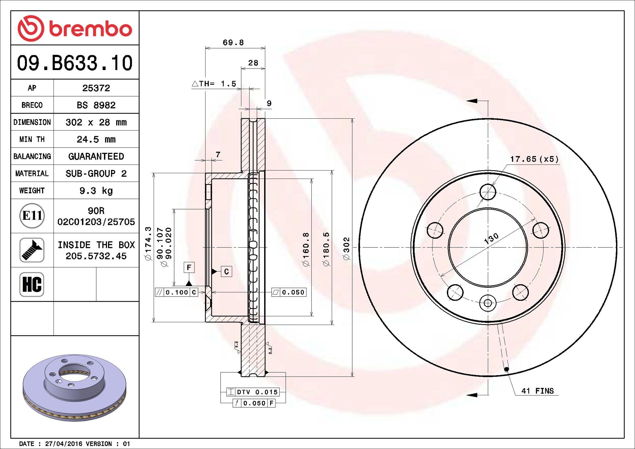 AP 25372: Bremžu diski Ø: 302mm, ar iekšējo ventilāciju, Ø: 302mm, ar skrūvēm