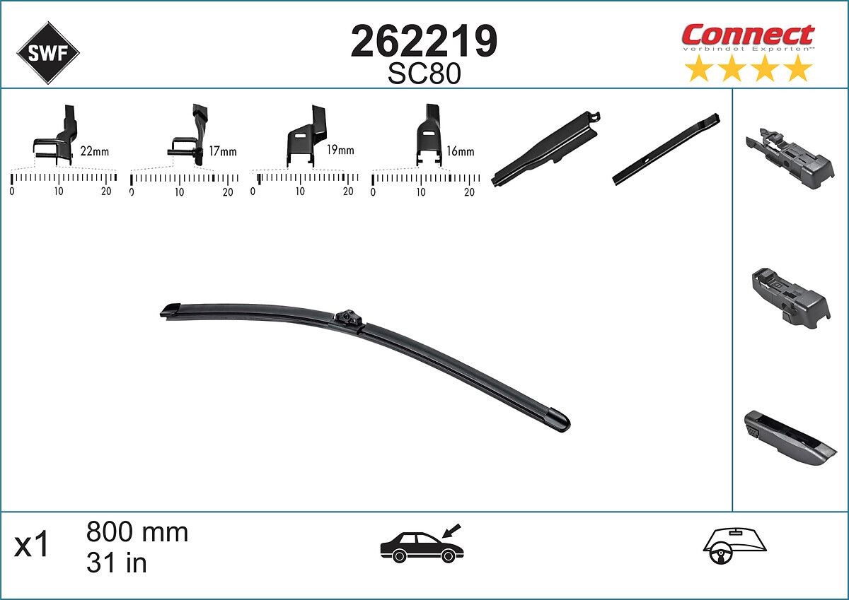 SWF 262219: Klaasipuhastaja 800mm Alternative Connect
