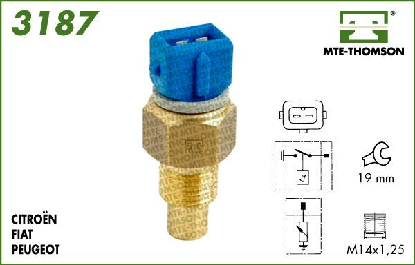 MTE-THOMSON 3187: Senzor, temperatura lichid de racire M14 X 1.25