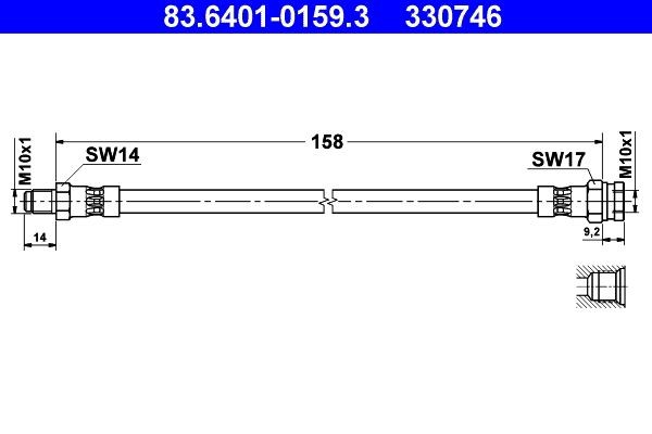 ATE 83.6401-0159.3: Furtun frana 160mm