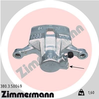 ZIMMERMANN 380.3.50049: Stabdžių apkaba galinė kairė ašis, be laikiklio
