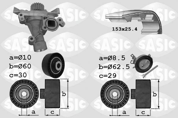 SASIC 3900029: Veepump + hammasrihmakomplekt