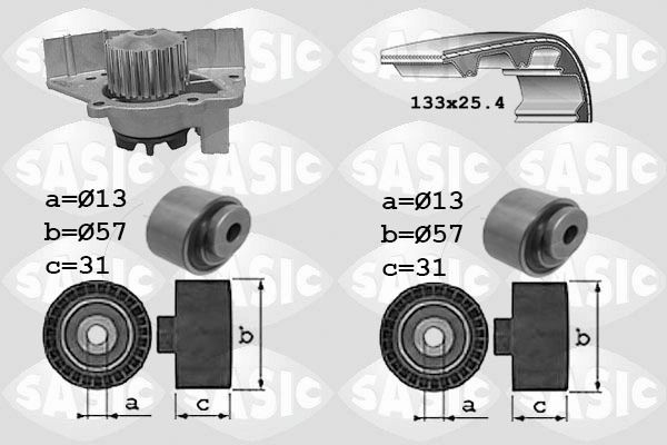 SASIC 3900030: Veepump + hammasrihmakomplekt