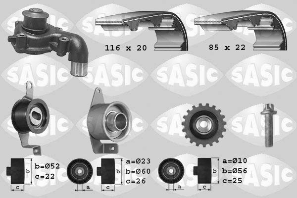 SASIC 3906013: Veepump + hammasrihmakomplekt