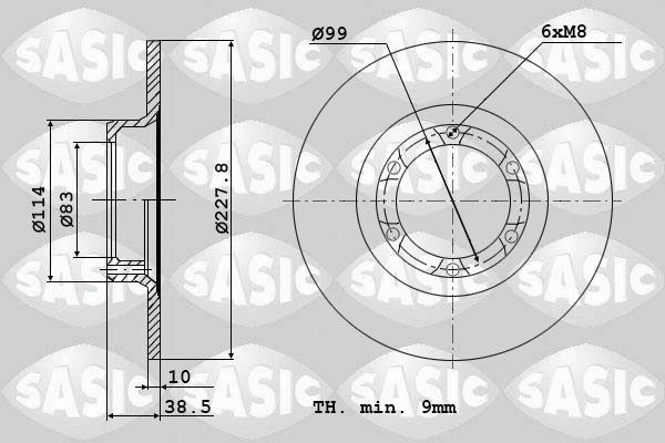 SASIC 4004240J: Piduriketas Ø: 228mm, täis, Ø: 228mm, ohne Wälzlager