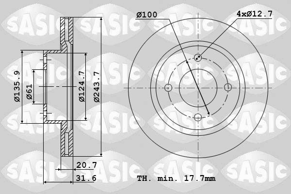 SASIC 4004263J: Piduriketas Esisild, Ø: 244mm, õhutusega, Ø: 244mm