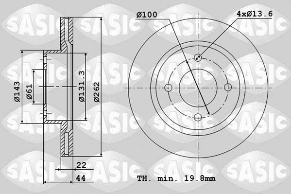 SASIC 4004273J: Piduriketas Esisild, Ø: 262mm, õhutusega, Ø: 262mm