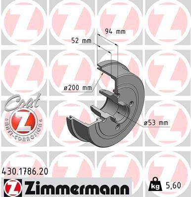 ZIMMERMANN 430.1786.20: Piduritrummel 228mm, ilma ABS- anduriteta, ilma rattalaagrita COAT Z