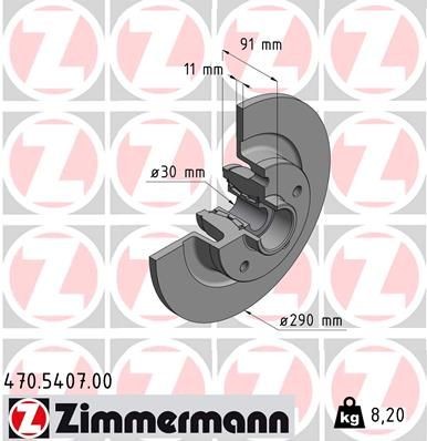 ZIMMERMANN 470.5407.00: Piduriketas Ø: 290mm, täis, Ø: 290mm, koos rattalaagriga, koos ABS-andurirõngaga