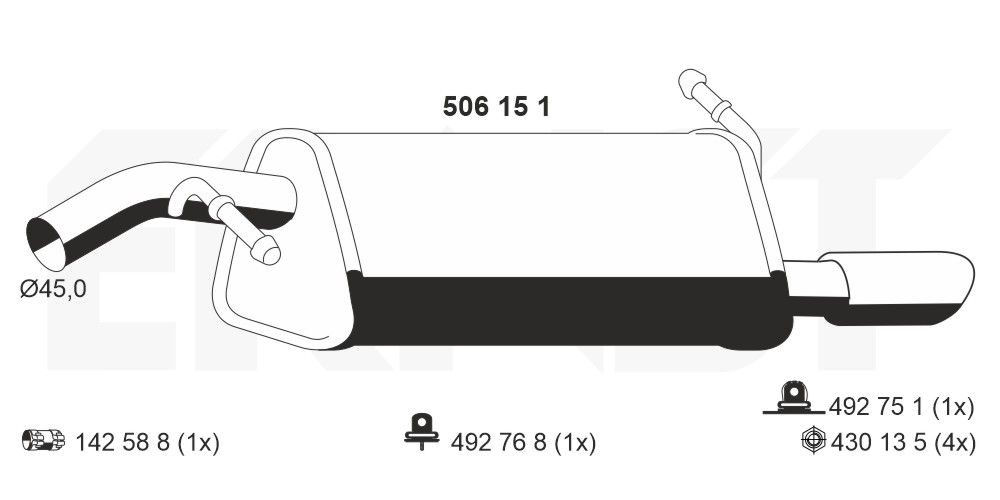 ERNST 506151: Lõppsummuti koos summutiotsakattega