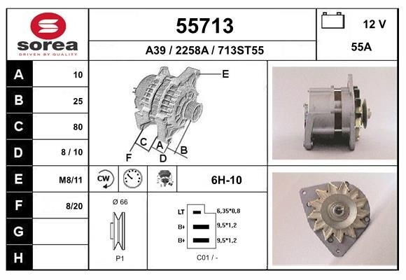 EAI 55713: Alternator 55A, cu regulator integrat