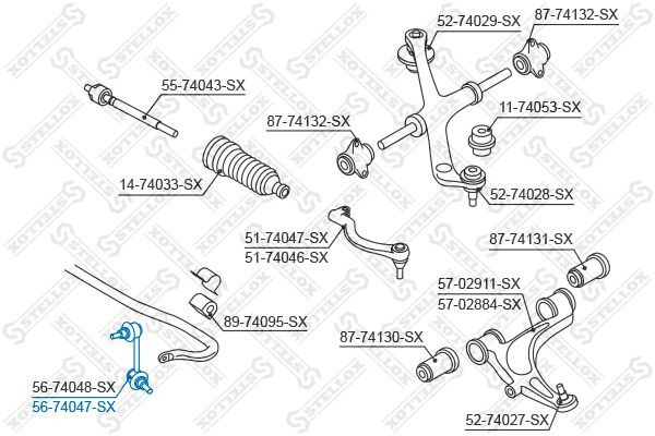 STELLOX 56-74047-SX: Stabilisaator, Stabilisaator esisild paremal, 127mm