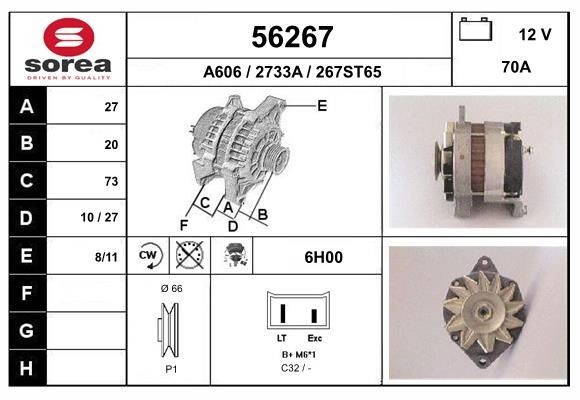 EAI 56267: Alternator 70A, cu regulator integrat
