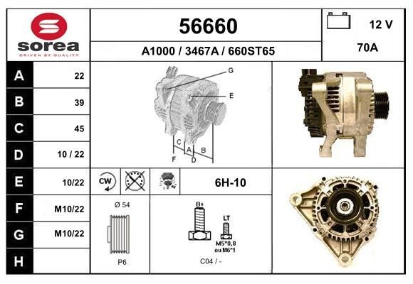 EAI 56660: Alternator 70A, cu regulator integrat