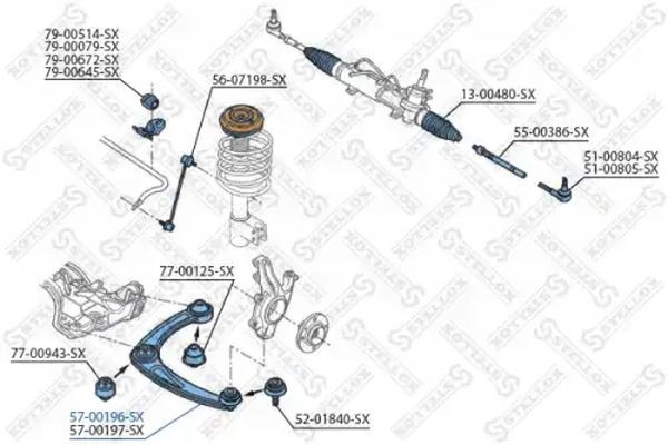 STELLOX 57-00196-SX: Brat, suspensie roata Axa fata stanga, partea de jos