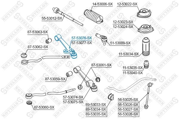 STELLOX 57-53076-SX: Brat, suspensie roata Axa fata stanga