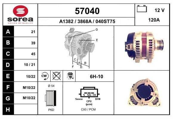 EAI 57040: Alternator 120A, cu regulator integrat