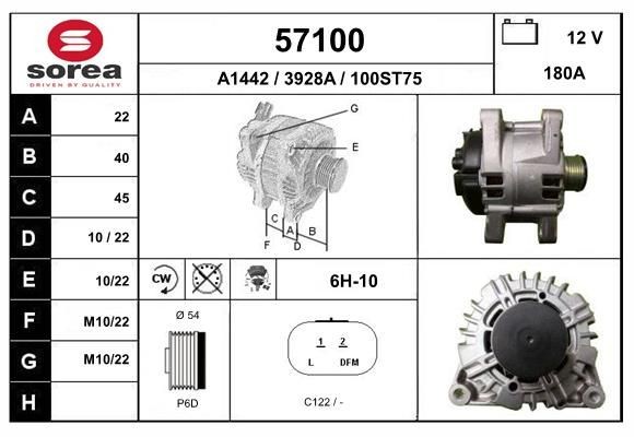 EAI 57100: Dynamo 180A, med integrert regulator