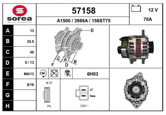 EAI 57158: Alternator 70A, cu regulator integrat