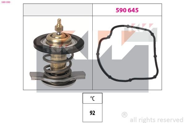 KW 580 590: Termostat, lichid racire 92°C, Made in Italy - OE Equivalent