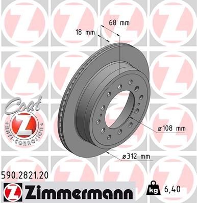 ZIMMERMANN 590.2821.20: Piduriketas Ø: 312mm, sisemine õhutus, Ø: 312mm, kaetud COAT Z