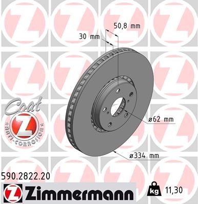 ZIMMERMANN 590.2822.20: Disc de frână Ř: 334mm, ventilat exterior, Ř: 334mm, acoperit (cu un strat protector) COAT Z