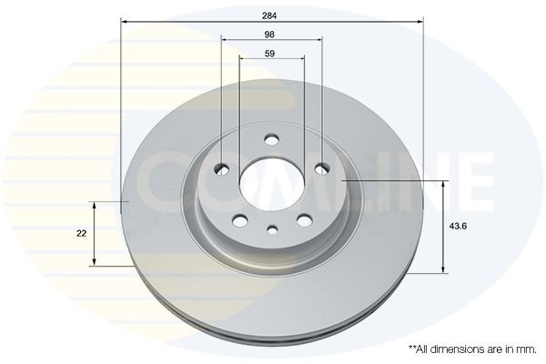 COMLINE ADC1848V: Bremseskive Platinum Plus Ø: 284mm, indvendigt ventileret, Ø: 284mm, coatet