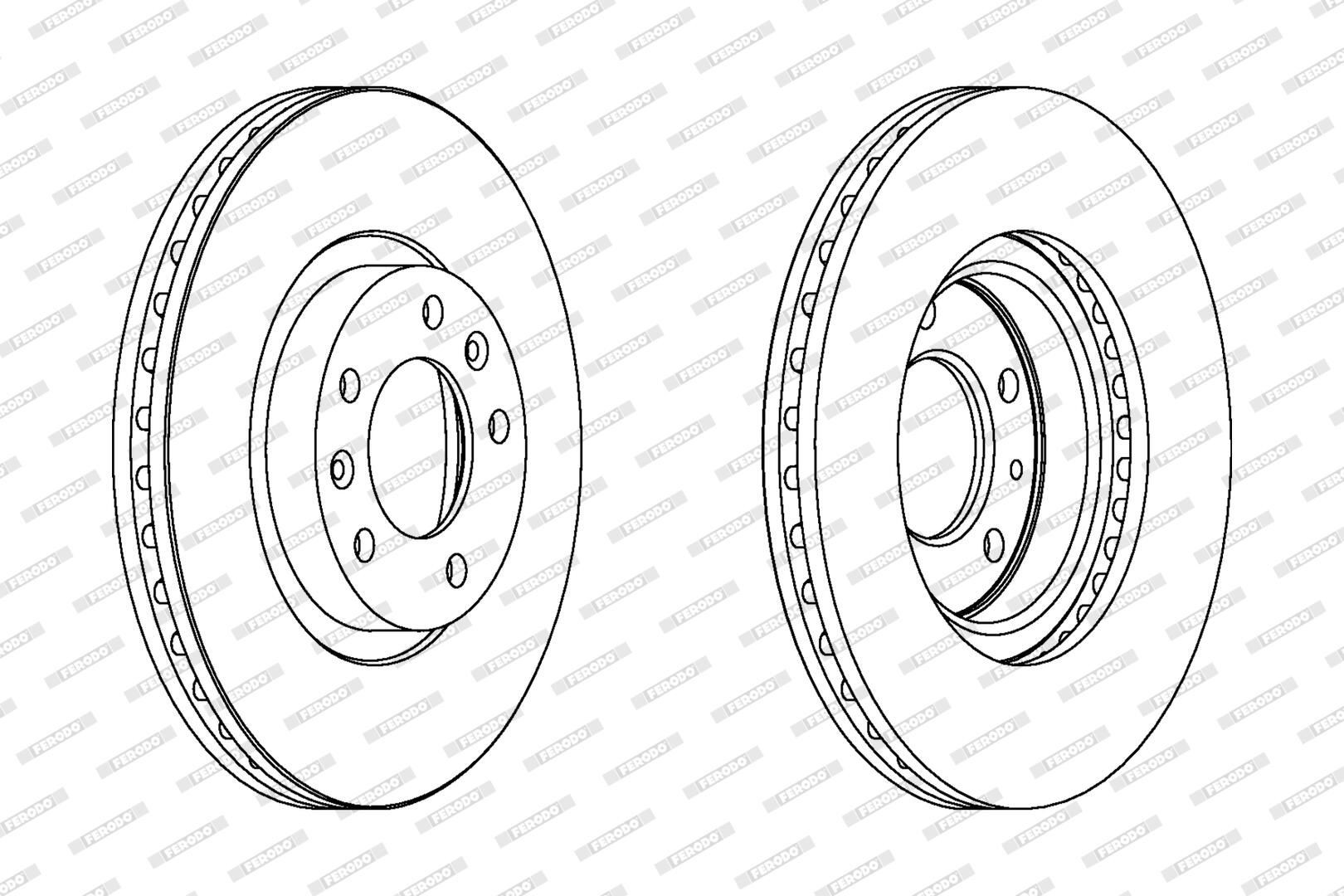 FERODO DDF1132C: Remschijf Ø: 283mm, Geventileerd, Ø: 283mm, Gecoat, Met schroeven PREMIER
