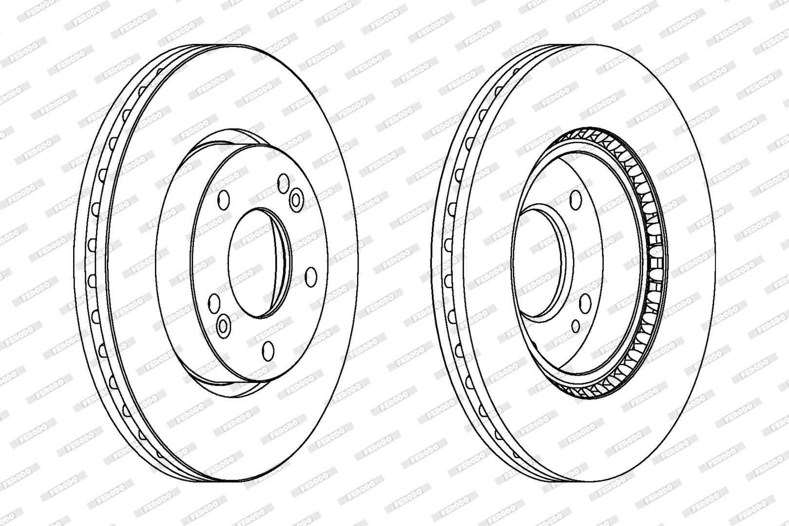 FERODO DDF1619C: Remschijf Ø: 280mm, Geventileerd, Ø: 280mm, Gecoat, Met schroeven PREMIER