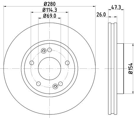 MINTEX MDC1780C: Remschijf Ø: 280mm, interne ventilatie, Ø: 280mm, Gecoat, Zonder wielnaaf, Zonder wiellager, Zonder wielbevestigingsbout