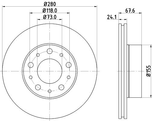 MINTEX MDC2686C: Remschijf Ø: 280mm, interne ventilatie, Ø: 280mm, Gecoat, Zonder wielnaaf, Zonder wiellager, Zonder wielbevestigingsbout