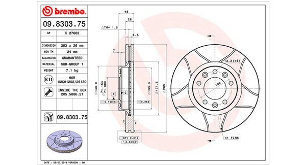 MAGNETI MARELLI 360406041405: Remschijf Ø: 283mm, Gekerft, Ø: 283mm, Met schroeven