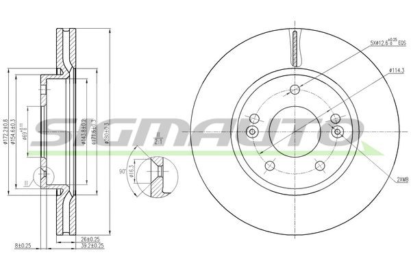 SIGMAUTO DBB619V: Remschijf Vooras, Ø: 280mm, Geventileerd, Ø: 280mm, Gelakt