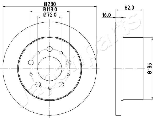 JAPANPARTS DP-0609: Remschijf Achteras, Ø: 280mm, volledig, Ø: 280mm