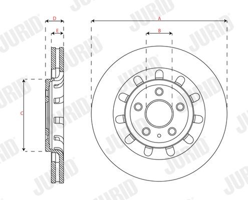 JURID 563576JC: Remschijf Ø: 280mm, Geventileerd, Ø: 280mm, Gecoat, Zonder schroeven