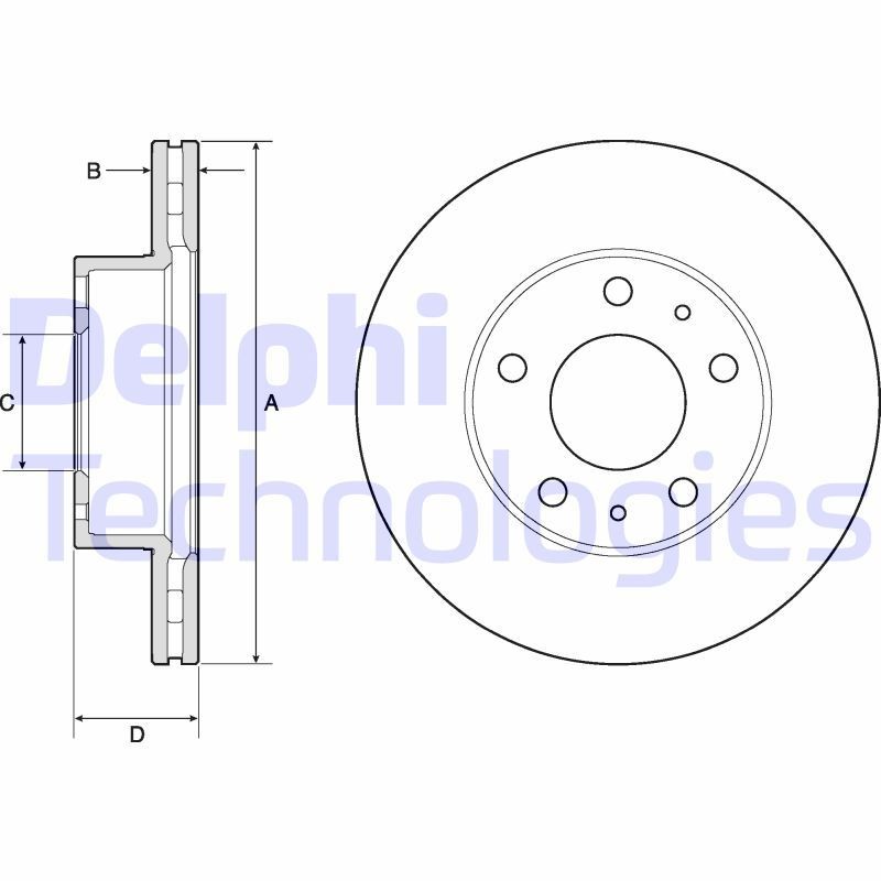DELPHI BG3841: Remschijf Ø: 280mm, Geventileerd, Ø: 280mm, Geolied