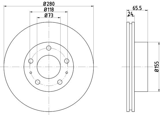 TEXTAR 92073803: Remschijf Ø: 280mm, interne ventilatie, Ø: 280mm, Gecoat, Zonder wielnaaf, Zonder wielbevestigingsbout PRO